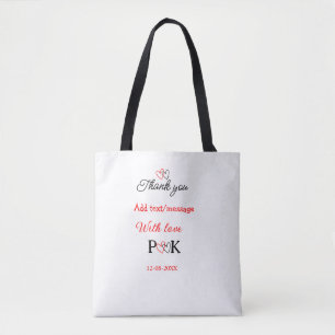 Tote Bag Avec amour ajouter lettre nom de couple merci ajou