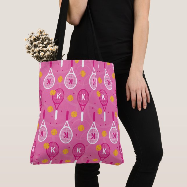 Tote Bag 😍 Avec des raquettes de tennis monogramme rose et (De près)