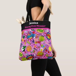 Tote Bag 😍 avec texte mélangé à la boule de pickball rose