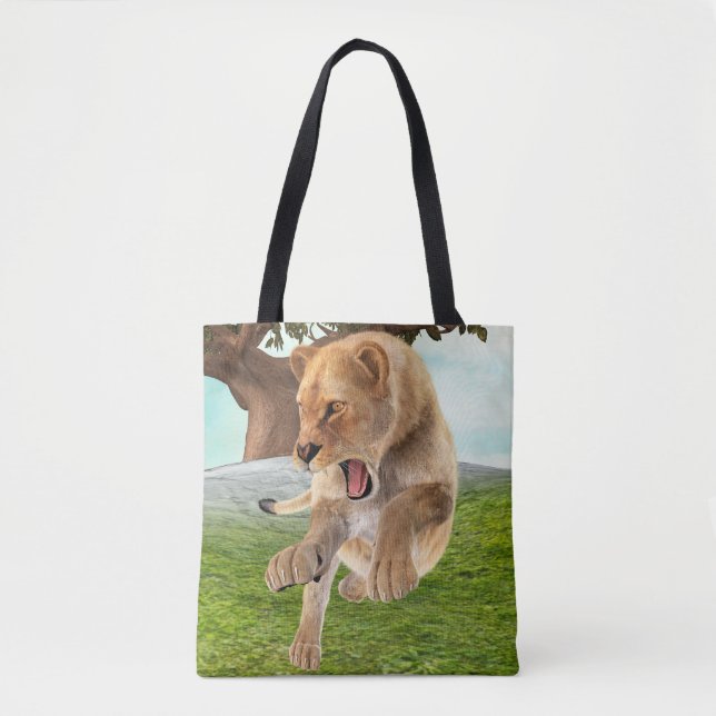 Tote Bag Aventure artistique de lionne féroce dans la jungl (Devant)
