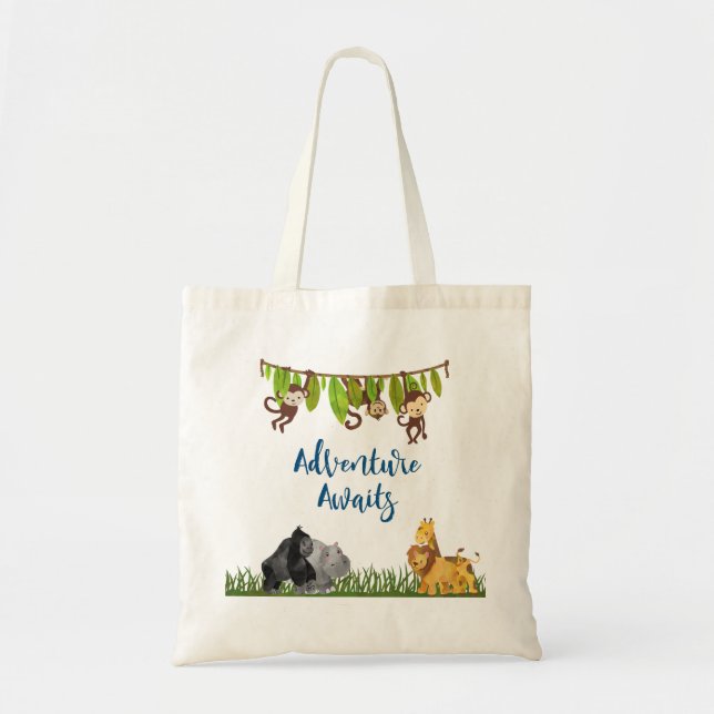Tote Bag Aventure Attend Safari Jungle Animal (Devant)