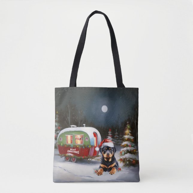 Tote Bag Aventure de Noël de la caravane du rottweiler d'hi (Devant)
