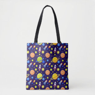 Tote Bag Aventure spatiale lumineuse Fusées Planètes Étoile