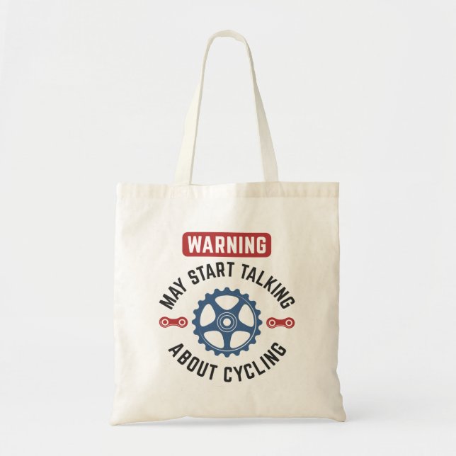 Tote Bag Avertissement Peut Commencer À Parler De Cyclisme (Devant)