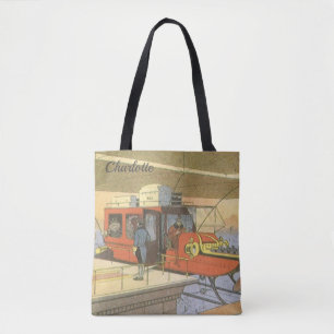 Tote Bag Avion de science-fiction vintage Hélicoptère Limo