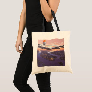 Tote Bag Avion vintage au-dessus de Hudson River, New York