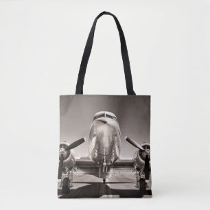 Tote Bag Avion vintage sur piste