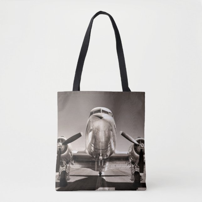 Tote Bag Avion vintage sur piste (Devant)