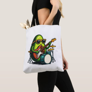 Tote Bag Avocado Guitariste Cool Fruit Band