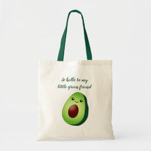 Tote Bag Avocat kawaii vert pâle dessinant des épiceries