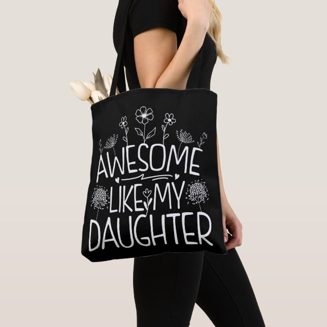 Tote Bag Awesome Comme Ma Fille Fleur sauvage Présente Mama (De près)