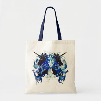 Tote Bag Awesomeness bleu avec des licornes