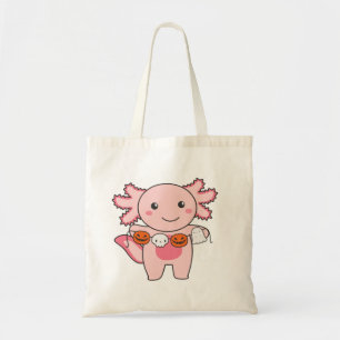 Tote Bag Axolotl Happy Halloween Citrouille Chat Costume Fo