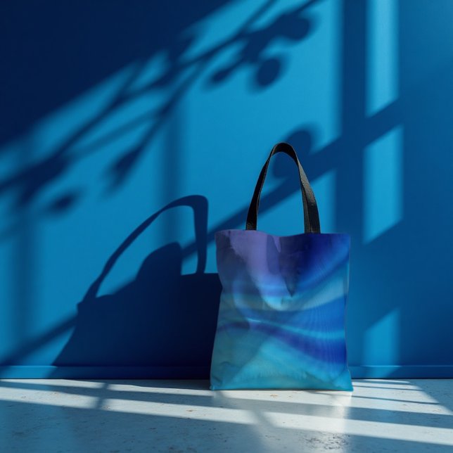 Tote Bag Azure Shift - Dégradé dynamique de vague bleue (Azure Shift Tote. Dynamic blue wave art for sophisticated everyday style.)