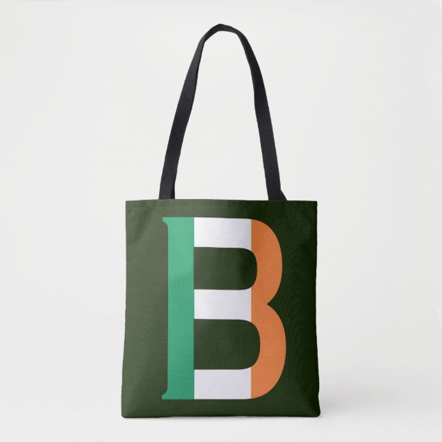Tote Bag B Monogramme superposé sur la plaque du drapeau ir (Devant)