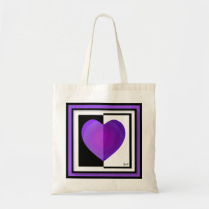 Tote Bag B&W Purple Hearts Beating