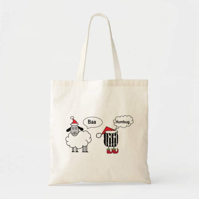 Tote Bag Baa Humbug Funny Festive Cartoon (Devant)