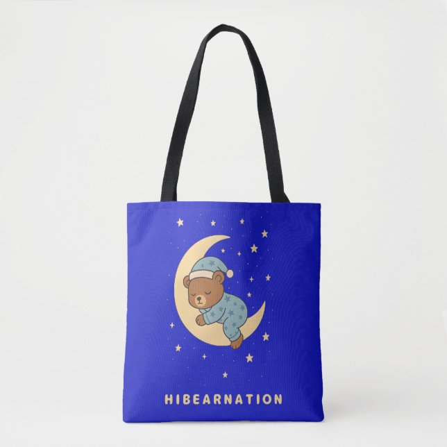 Tote Bag Baby Bear Hibernating on Moon (Devant)