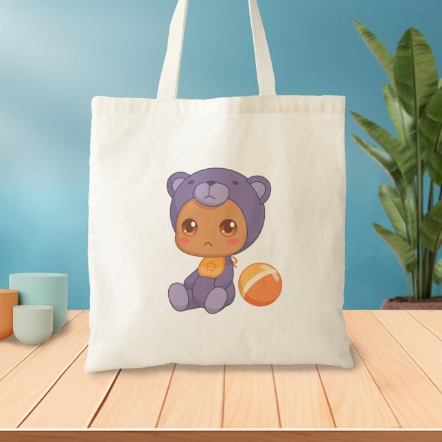 Tote Bag Baby Boy Girl Purple Bear Jumpsuit (Créateur téléchargé)