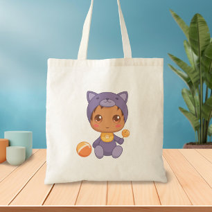 Tote Bag Baby Boy Girl Purple Chat Jumpsuit