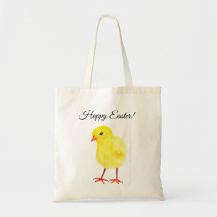 Tote Bag Baby chick chicken hen watercolor Happy Easter