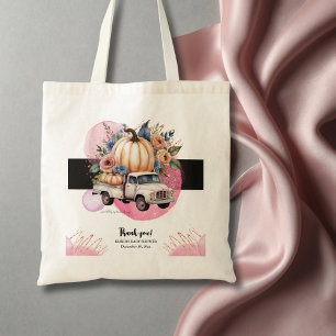 Tote Bag Baby shower de camion citrouille noir rose Floral