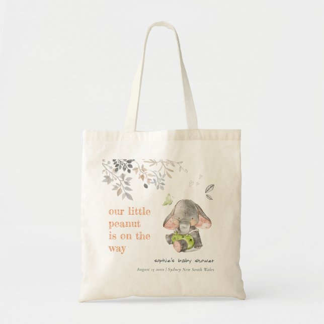 Tote Bag Baby shower de feuillage d'éléphant de petite arac (Devant)