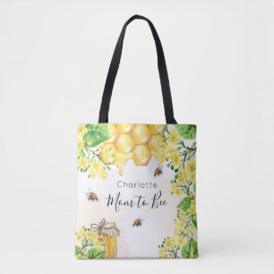 Tote Bag Baby shower de fleurs jaunes d'abeille