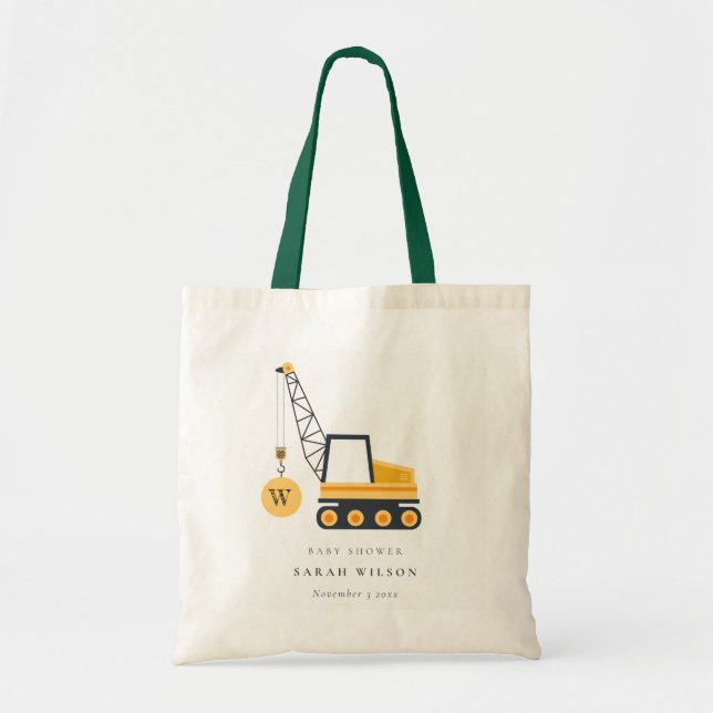 Tote Bag Baby shower de véhicule de grue de construction ja (Devant)