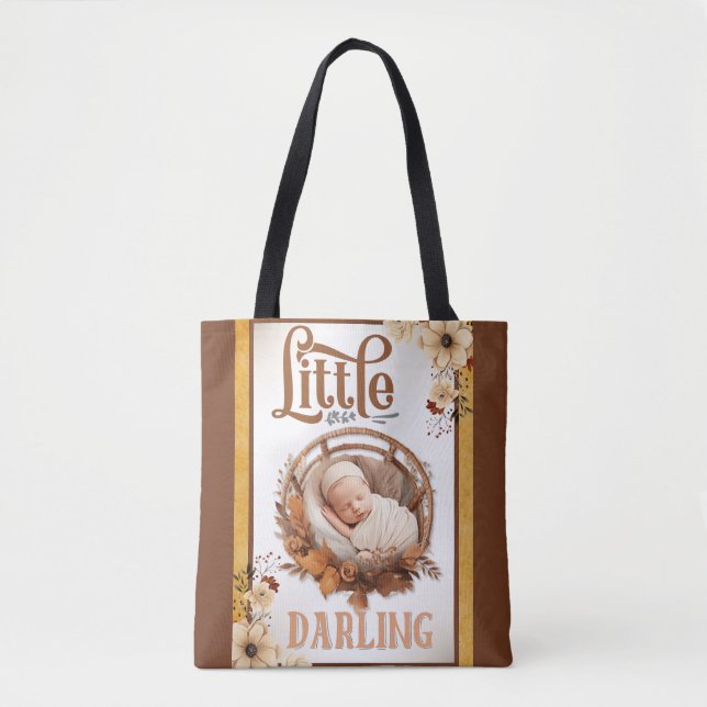 Tote Bag Baby shower Floral Boho rustique (Devant)