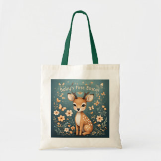 Tote Bag Babys First Easter Woodland Animals Baby Fawn Boho