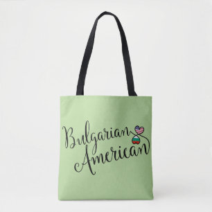 Tote Bag Bac d'épicerie bulgare américain aux coeurs enmêlé