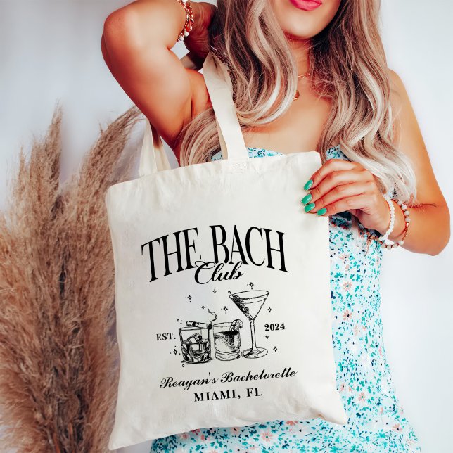 Tote Bag Bach Club Personnalisé Bachelorette Retro Cocktail (Créateur téléchargé)