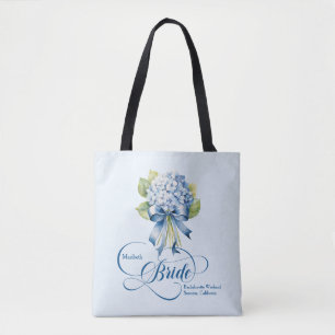 Tote Bag Bachelorette de la mariée Blue Hydrangea Bouquet