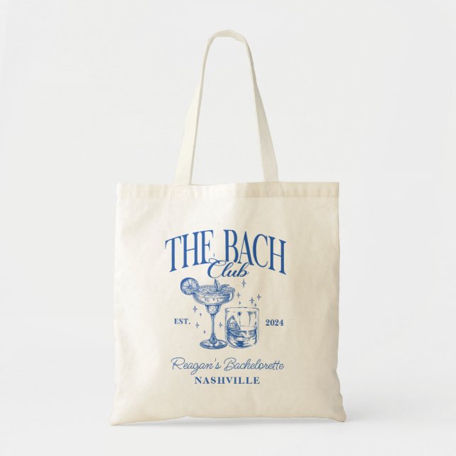 Tote Bag Bachelorette personnalisée Retro Cocktail bleu (Devant)