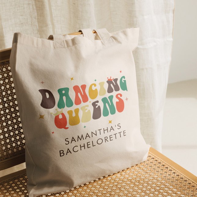 Tote Bag Bachelorette Personnalisée Retro Dancing Queens (Dancing Queens Retro Bachelorette Party Tote Bag)