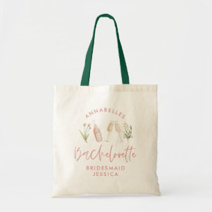 Tote Bag Bachelorette rose girly cocktail floral aquarelle