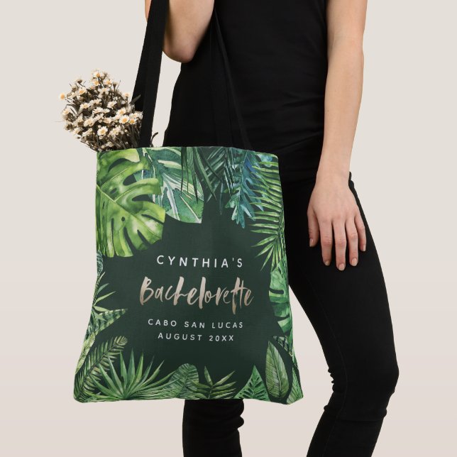 Tote Bag Bachelorette tropical d'or de palmette et de (De près)