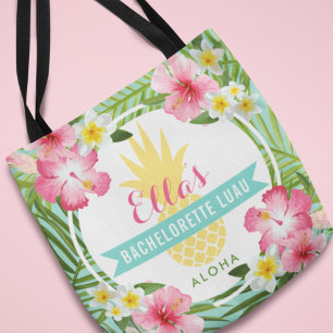 Tote Bag Bachelorette tropicale Luau Fleurs d'ananas