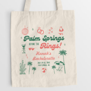 Tote Bag Bachelorte de printemps de palme verte et rose rét