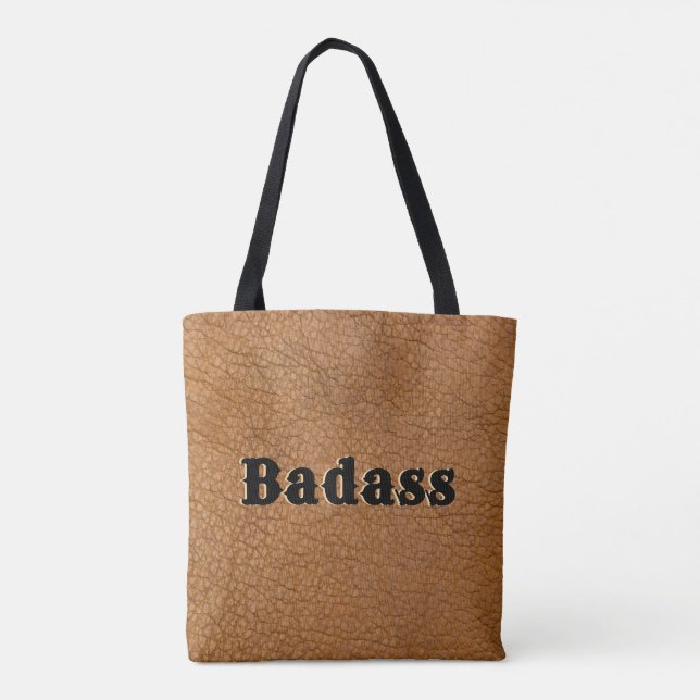 Tote Bag Badass Brown Faux Rawhide Western Look Tote (Dos)