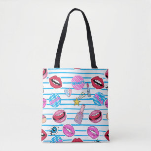 Tote Bag Badges de patchs de dessin animé : pop art.