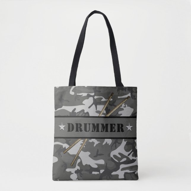 Tote Bag Baguettes de tambour de camouflage de DRUMMER Drum (Devant)