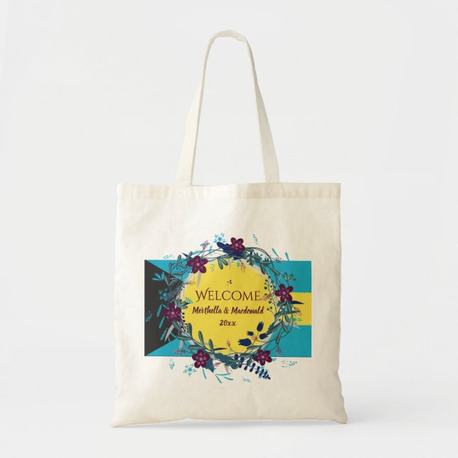 Tote Bag BAHAMAS MARIAGE ACCUEIL Destination Floral (Devant)