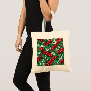 Tote Bag Baies et grains de café Motif botanique