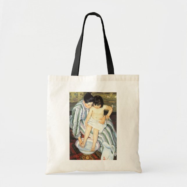Tote Bag Bain d'enfant par Mary Cassatt Impressionnisme Vin (Devant)