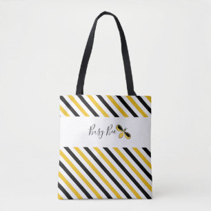 Tote Bag Baisée Bee Diagonal Stripes Épaule Fourre-tout