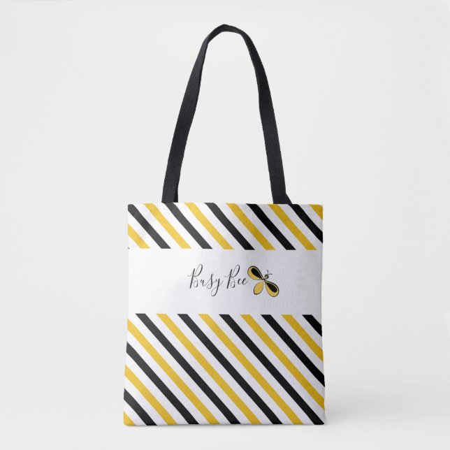 Tote Bag Baisée Bee Diagonal Stripes Épaule Fourre-tout (Devant)