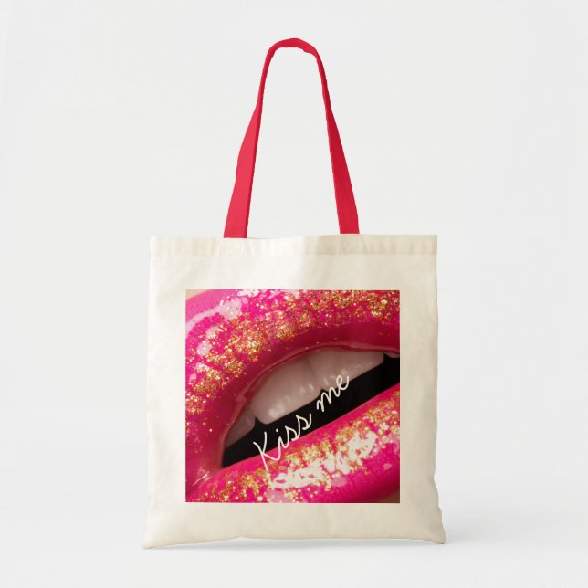Tote Bag baiser moi aimer lèvres rouge à lèvres arrière - p (Devant)