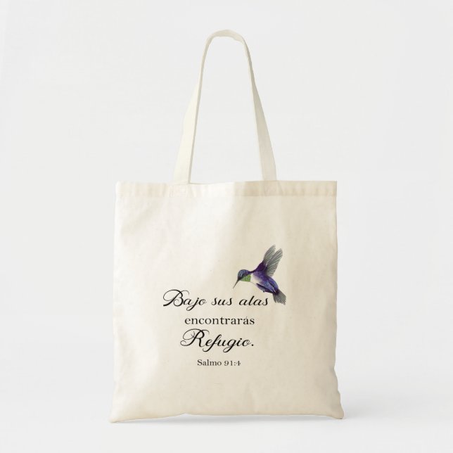 Tote Bag Bajo sus alas espagnol bible verse psaume91 (Devant)